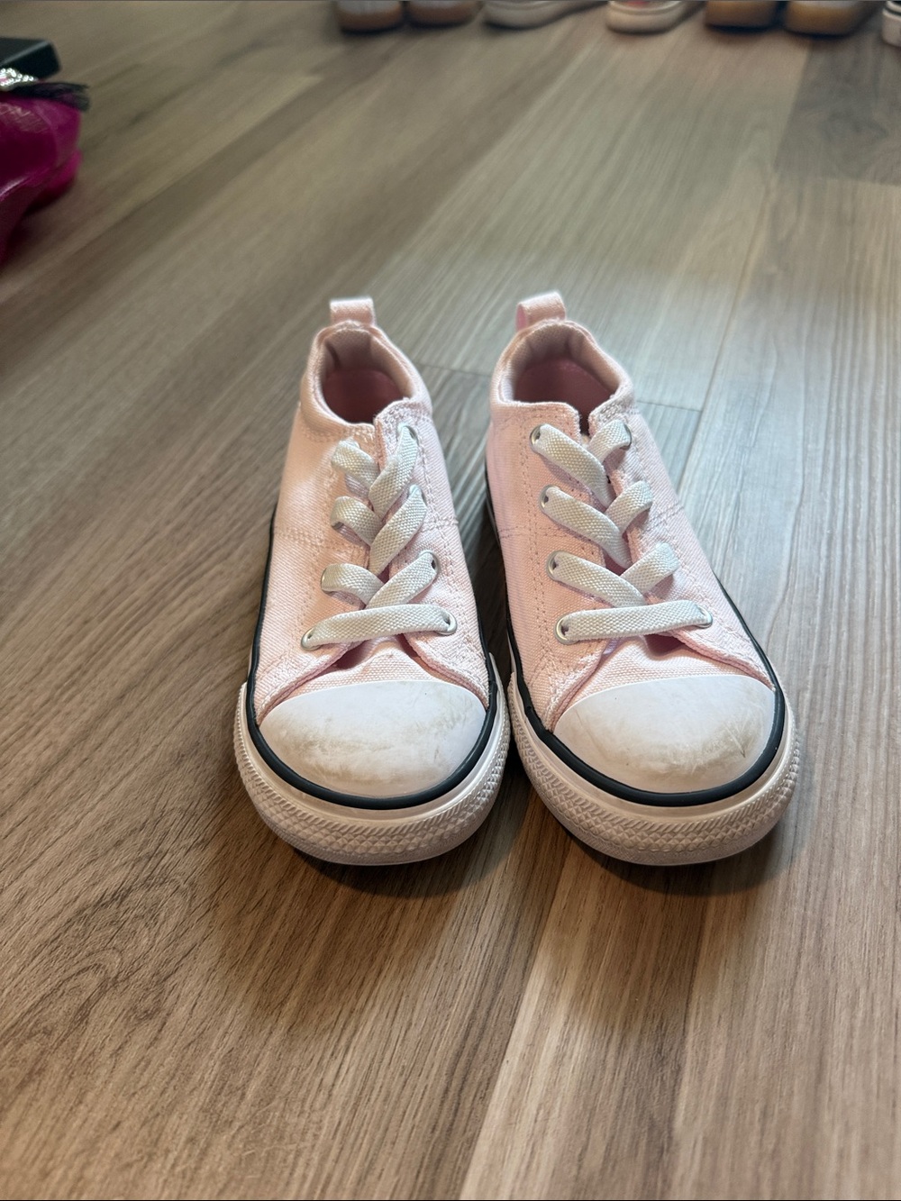 Children's Light Pink Canvas Lace-Up Sneakers